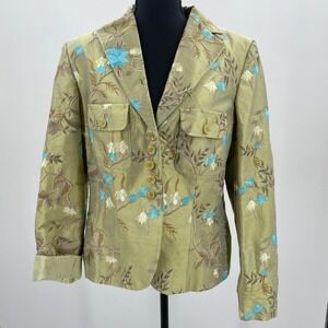 Hirsch Germany "Lotte 2" Floral Embroidered‎ Silk Blend Blazer -Women's Size 12